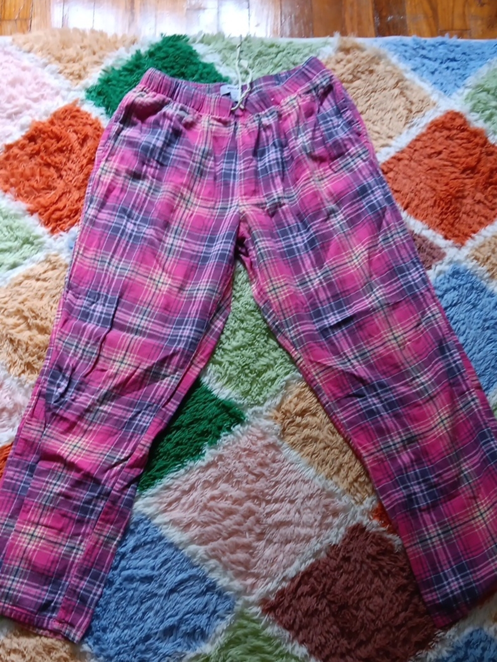 Sonoma Pink Plaid Sleepwear Pants with Drawstring